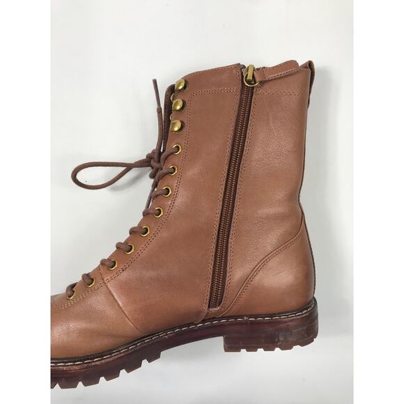 J. Crew Gwen Boots Leather Lace Up Side Zip Brown Women's 7.5 - Picture 6 of 11